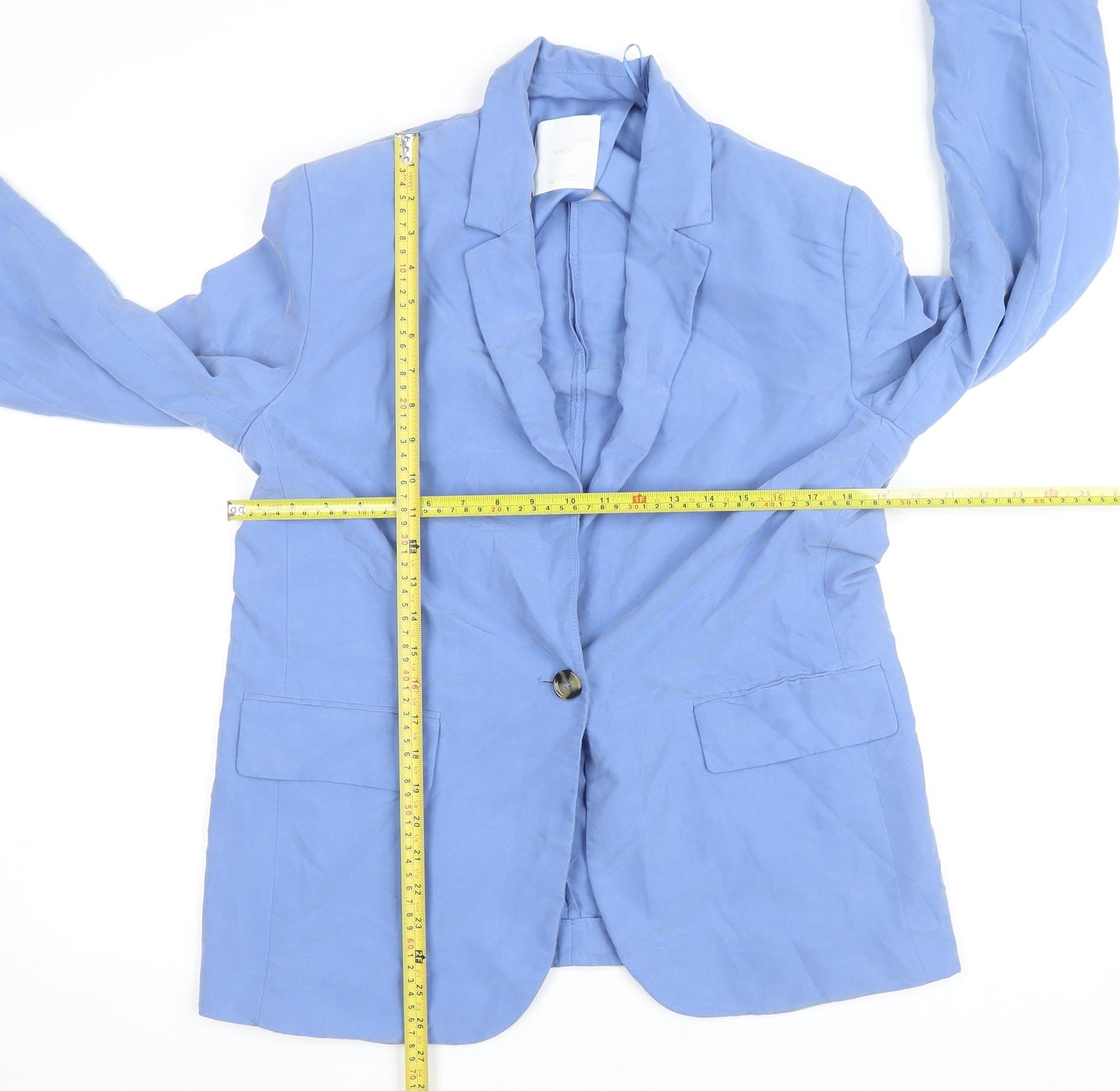 Mango Womens Blue Regular Fit Mid-Length Blazer Size 12