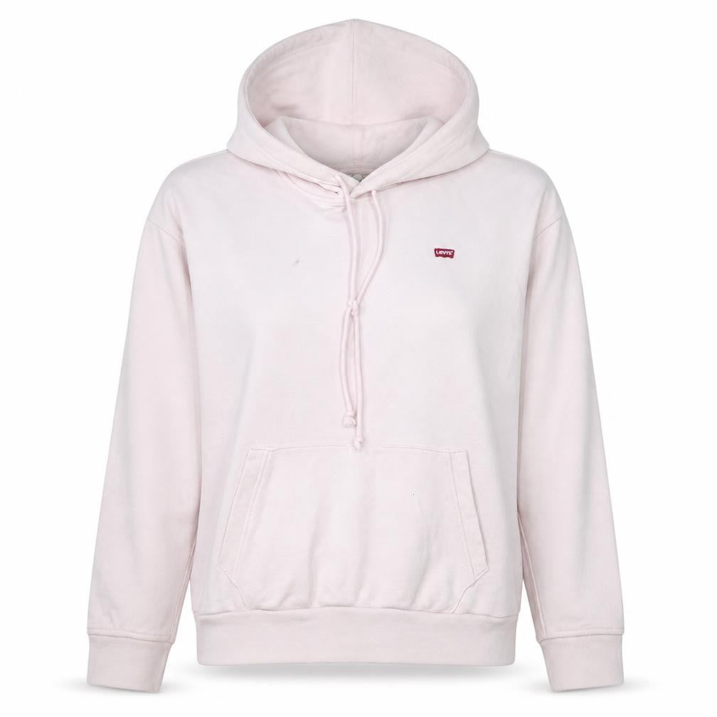 Levi's Womens Pink Pullover Hoodie Medium Relaxed Fit Cotton