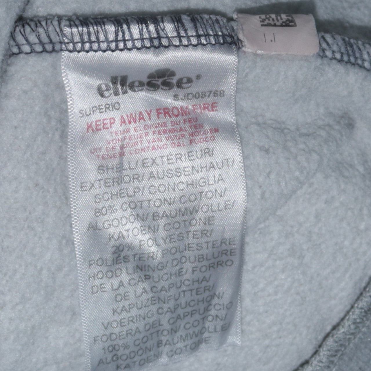 Ellesse Mens Grey Pullover Hoodie M Hooded Embroidered Sports Fleece