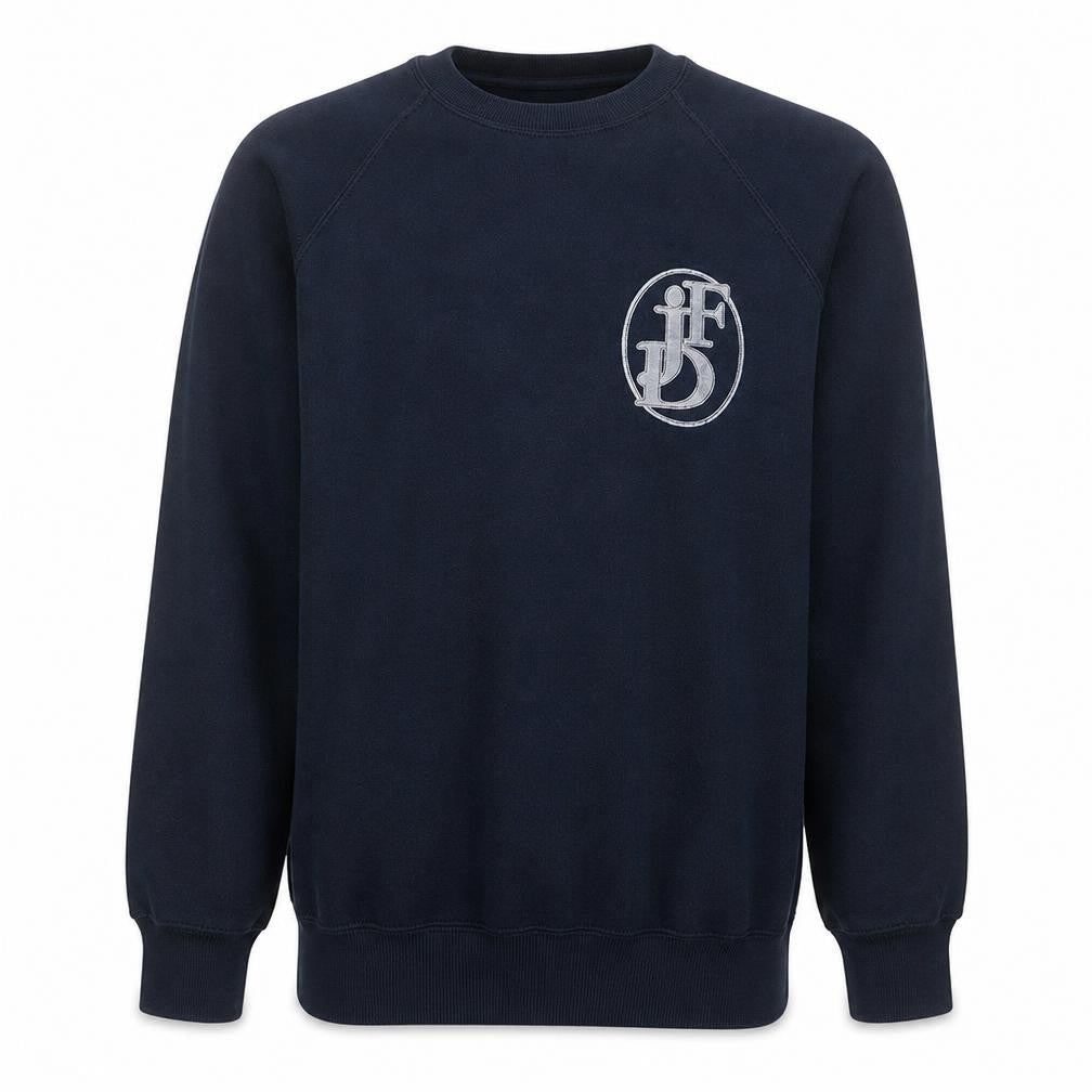 Russell Mens Blue Embroidered Logo Crew Neck Pullover Sweatshirt M
