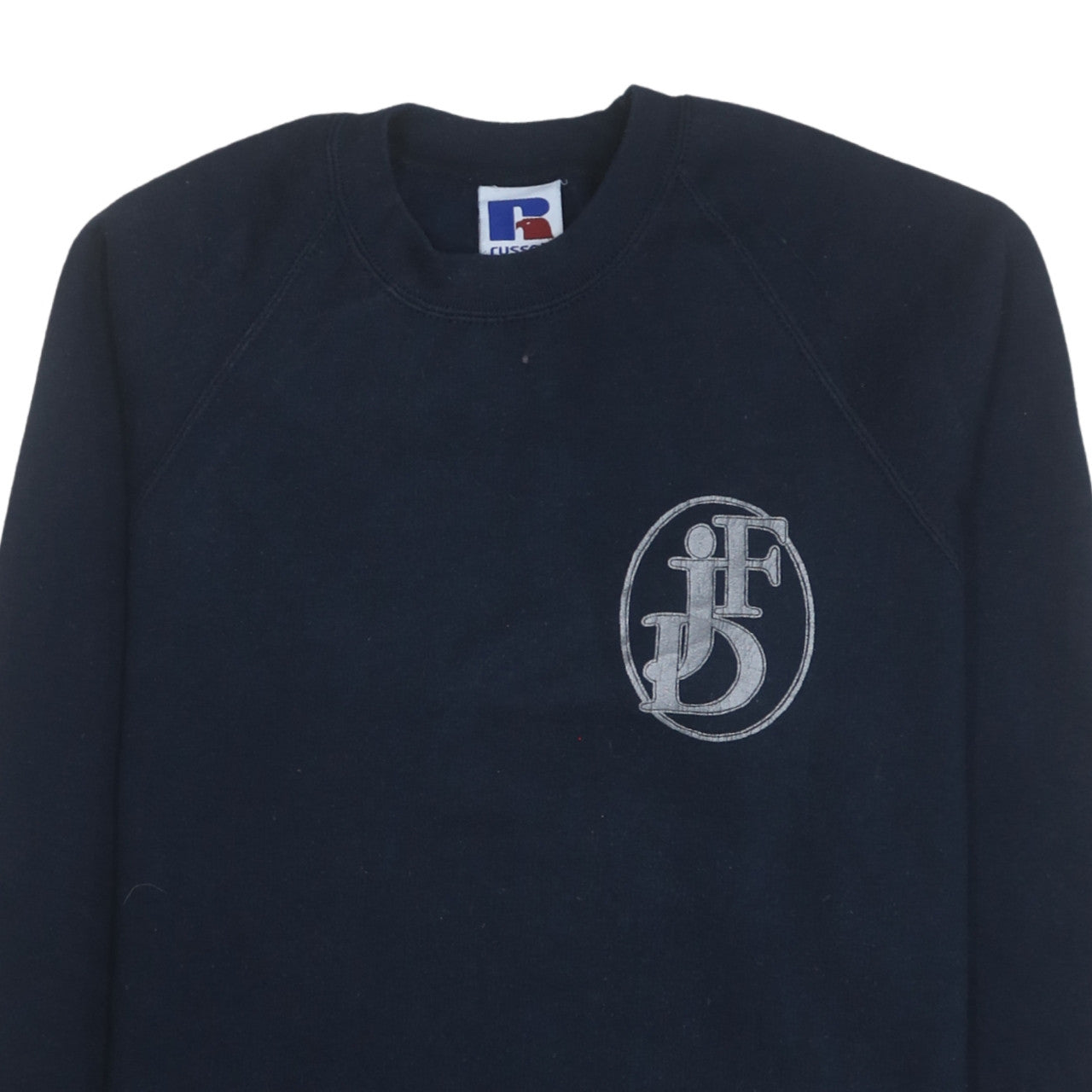 Russell Mens Blue Embroidered Logo Crew Neck Pullover Sweatshirt M