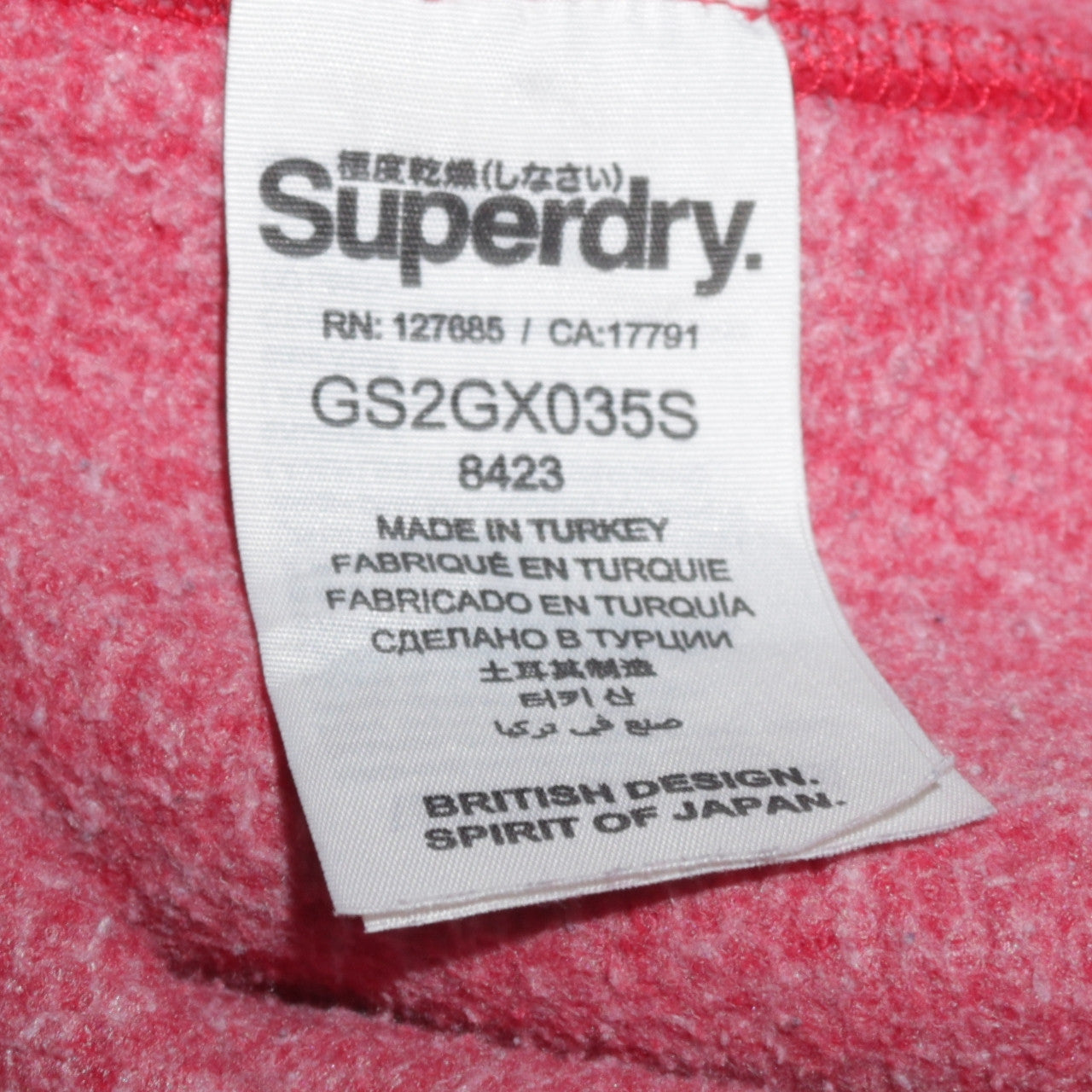 Superdry Men's Red Pullover Hoodie Medium Logo Fleece Sweatshirt