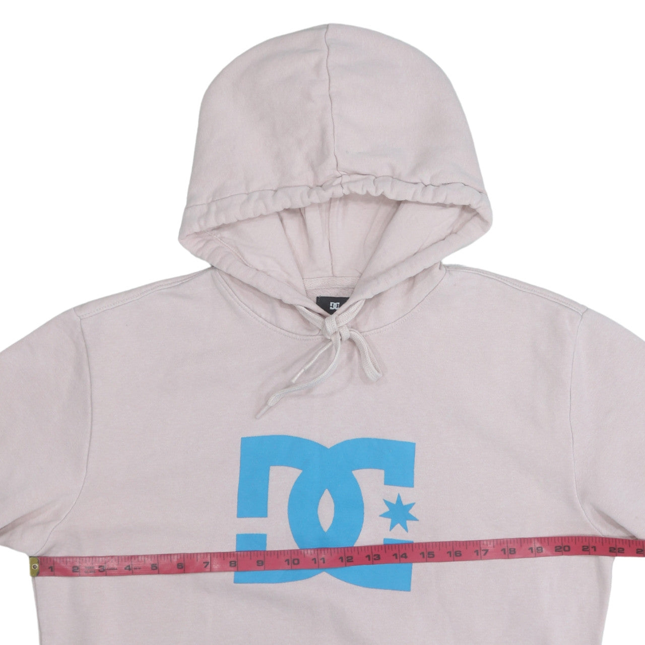 DC Shoes Womens Beige Hoodie Large Logo Pullover Fleece Sweatshirt
