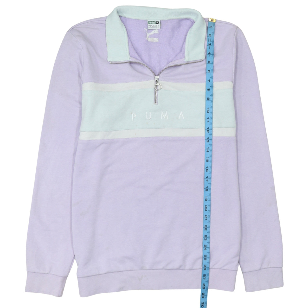 Puma Men's Lilac 1/2 Zip Sweatshirt L Cotton Blend Logo Pullover