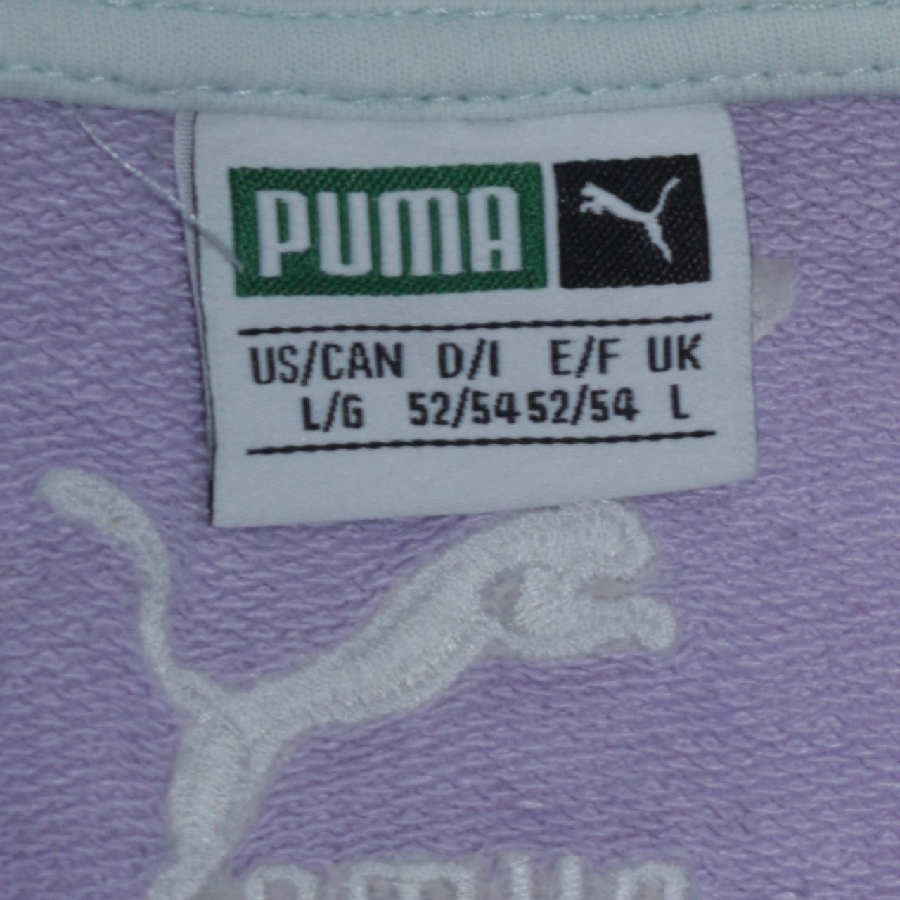 Puma Men's Lilac 1/2 Zip Sweatshirt L Cotton Blend Logo Pullover