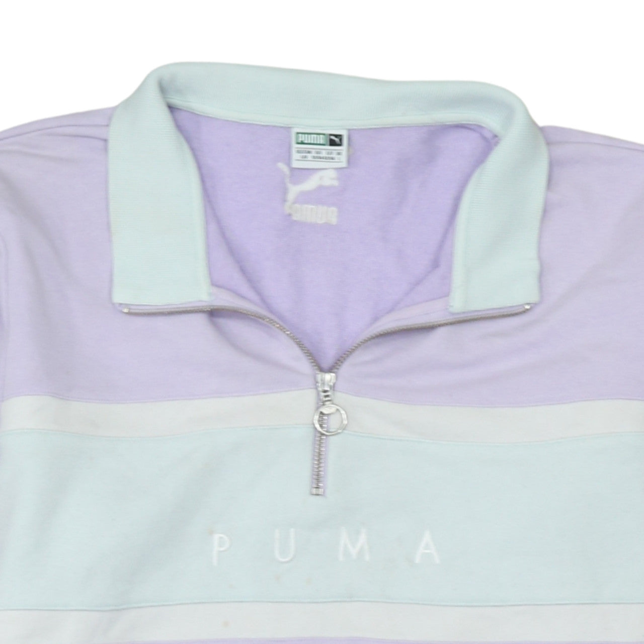Puma Men's Lilac 1/2 Zip Sweatshirt L Cotton Blend Logo Pullover