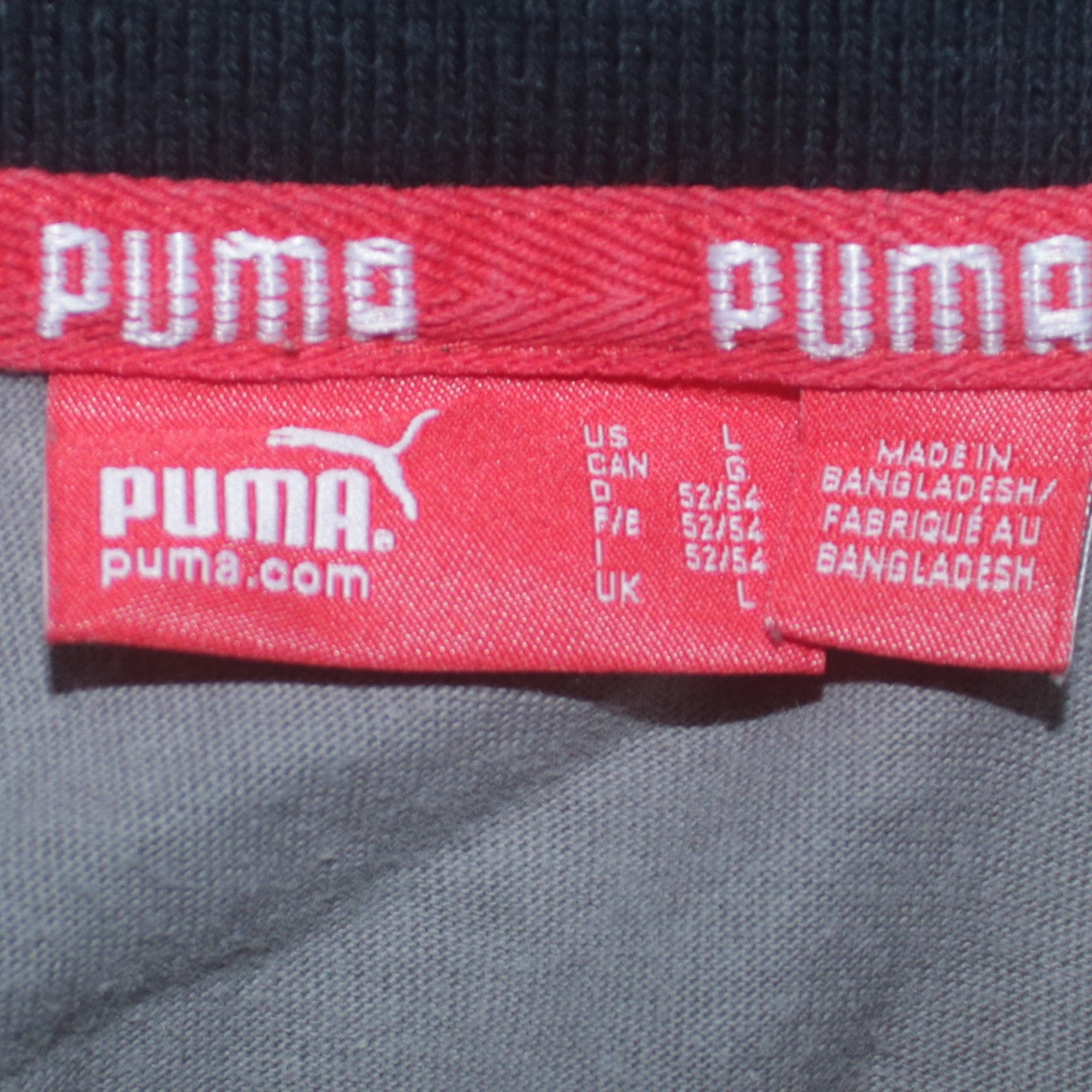Puma Men's Grey Striped Short Sleeve Polo Shirt Size L