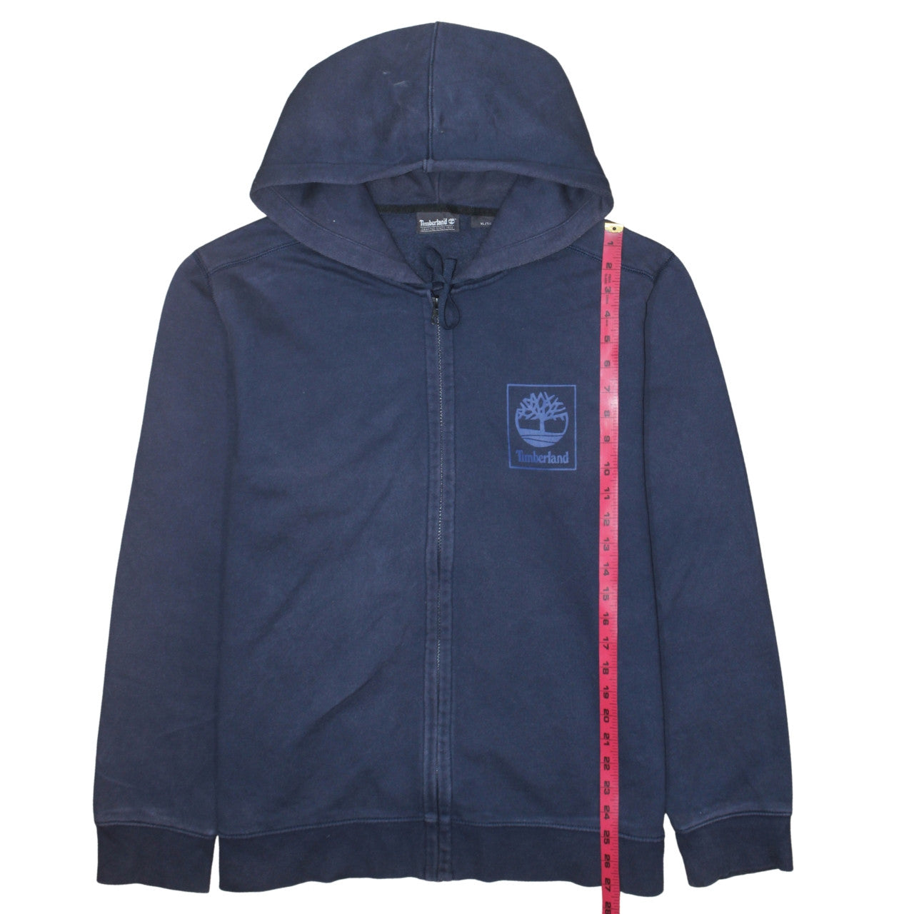 Timberland Men's Blue Full Zip Hoodie XL Logo Fleece Sweatshirt