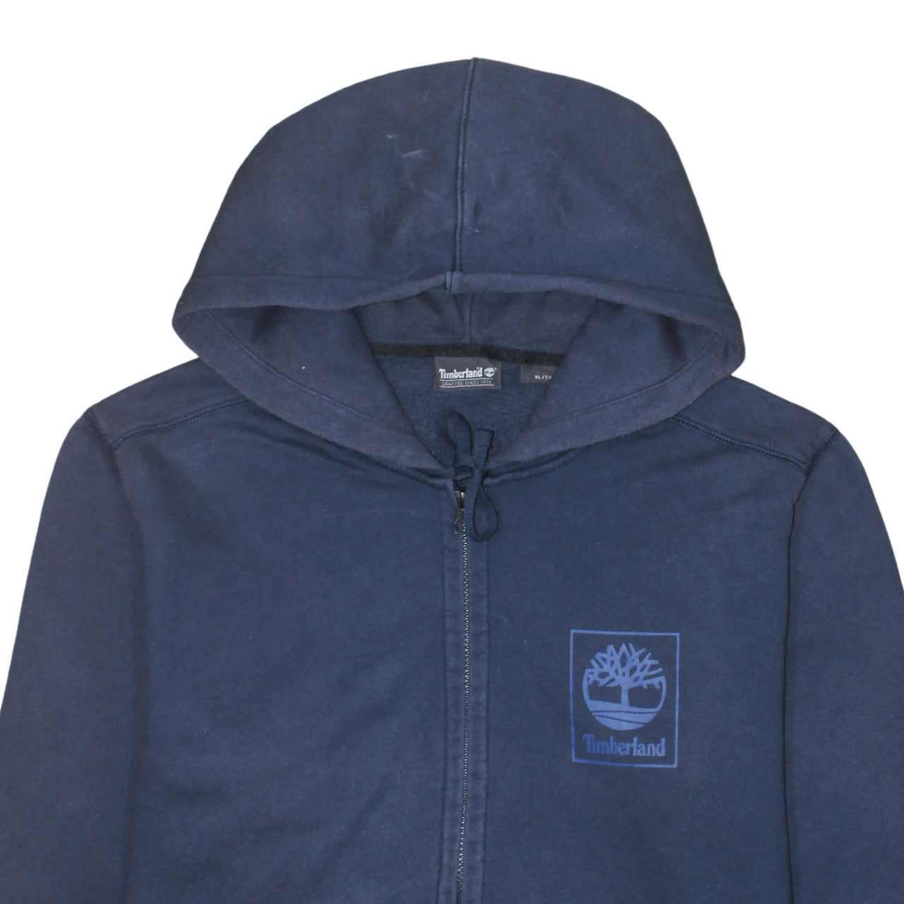 Timberland Men's Blue Full Zip Hoodie XL Logo Fleece Sweatshirt