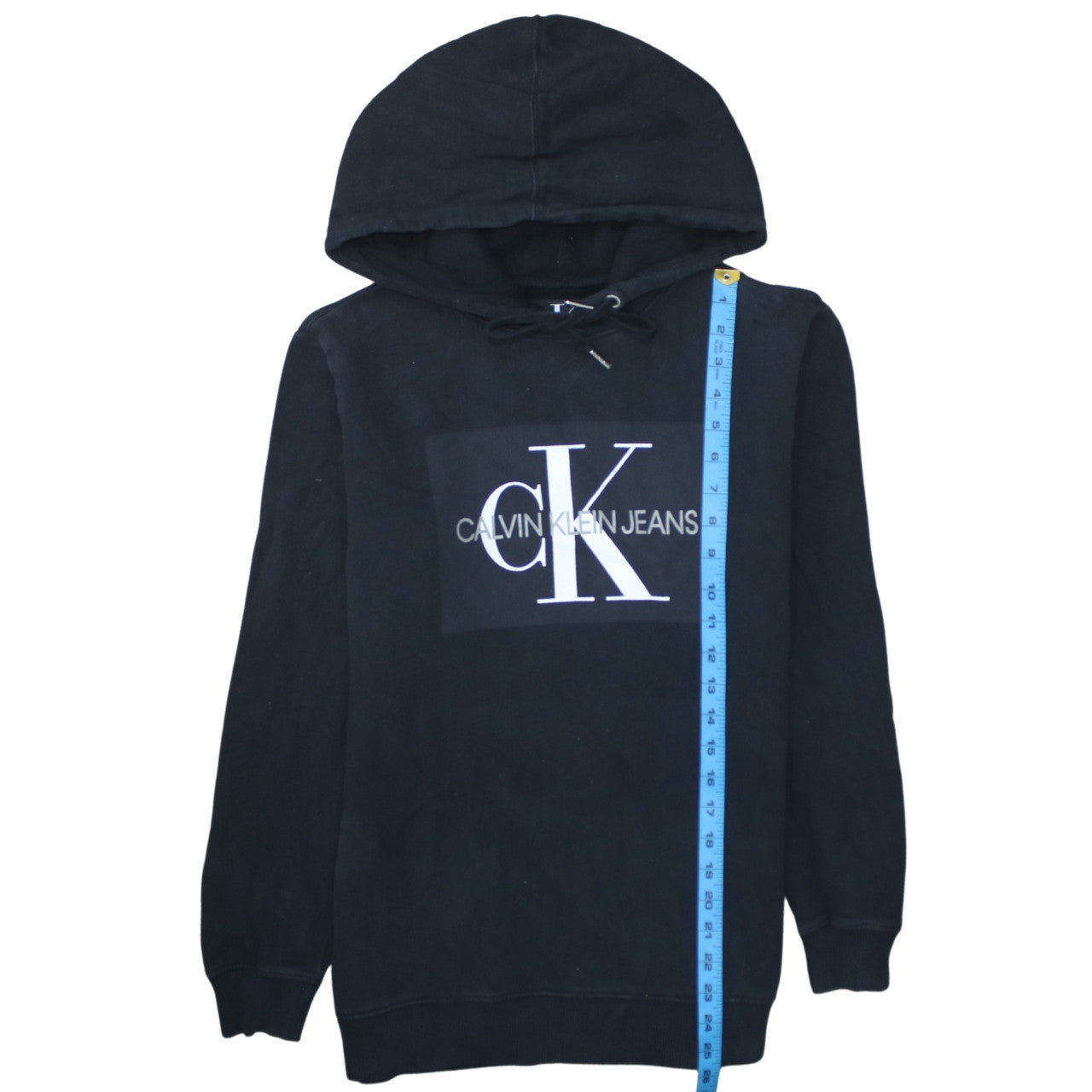 Calvin Klein Jeans Mens Black Small Pullover Logo Hoodie