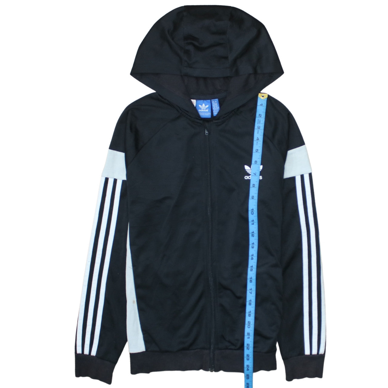 Adidas Boys Black Full Zip Hoodie 13-14 Years Classic 3-Stripes Design