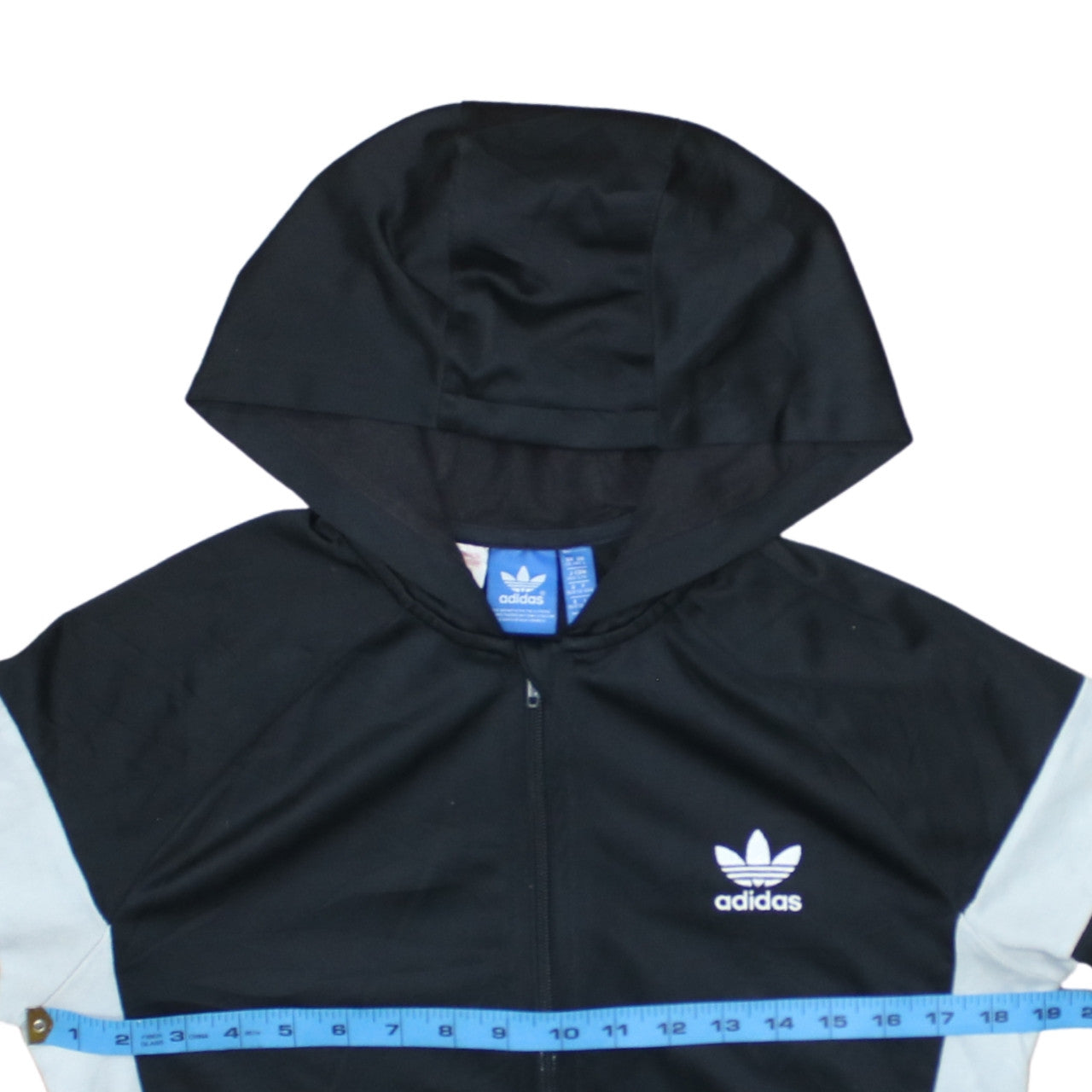 Adidas Boys Black Full Zip Hoodie 13-14 Years Classic 3-Stripes Design