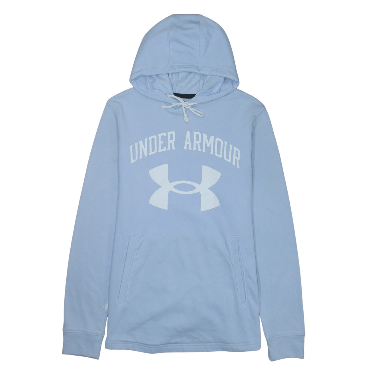 Under Armour Women Blue Pullover Hoodie Medium Loose Fit Logo Sweatshirt