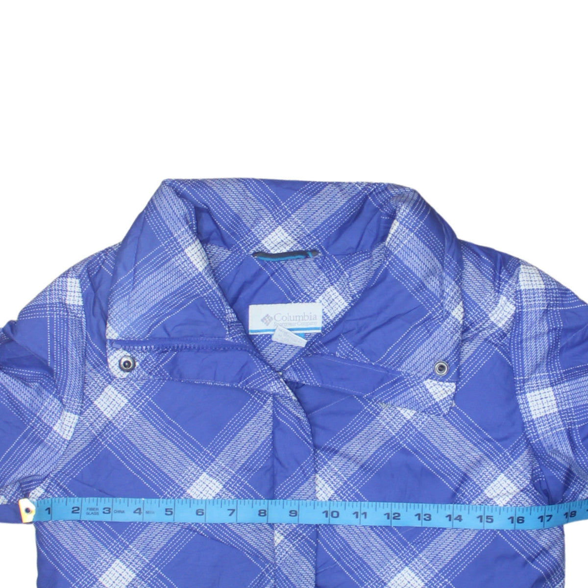 Columbia Girls Blue Check Puffer Jacket 14-16 Years Winter Mid-Length