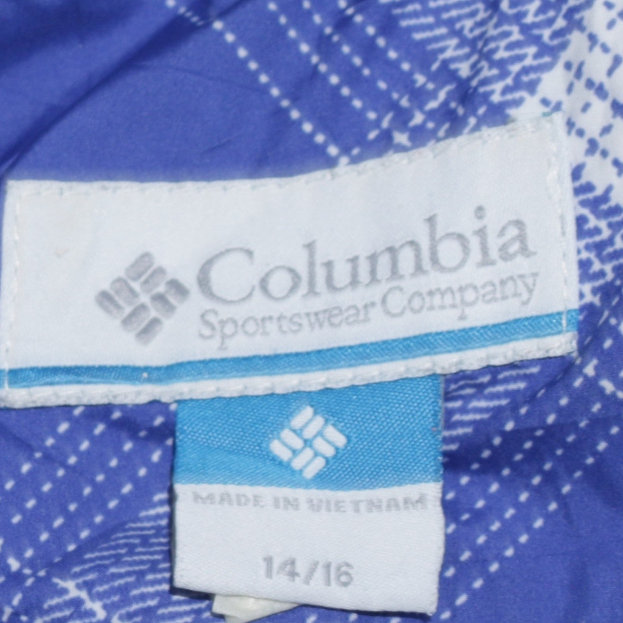 Columbia Girls Blue Check Puffer Jacket 14-16 Years Winter Mid-Length