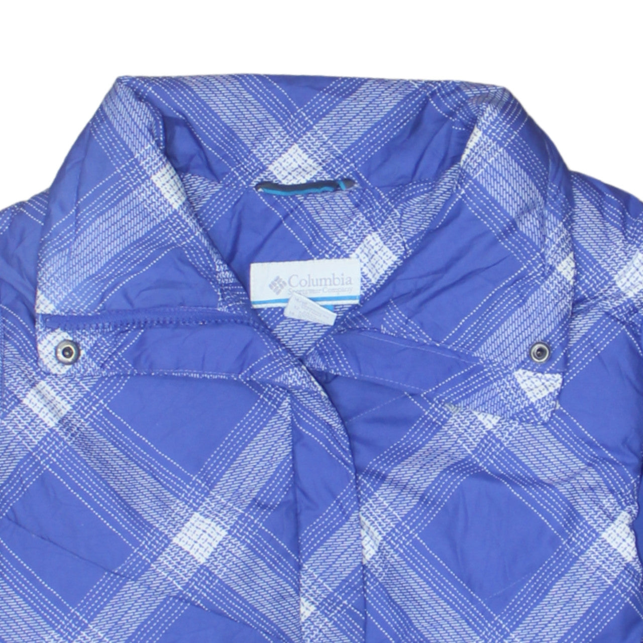 Columbia Girls Blue Check Puffer Jacket 14-16 Years Winter Mid-Length