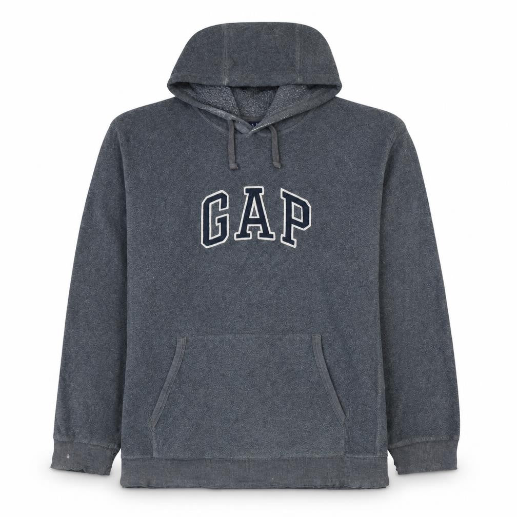 Gap Mens Grey Pullover Hoodie Medium Fleece Logo Sweatshirt
