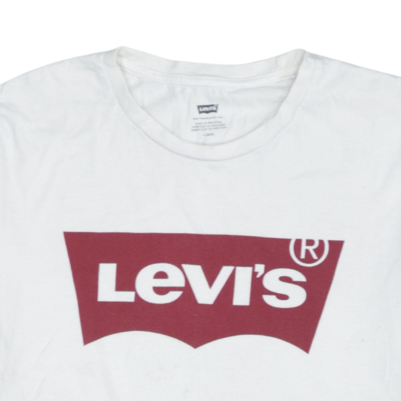 Levi's Men's White Logo Graphic Crew Neck Short Sleeve T-Shirt L