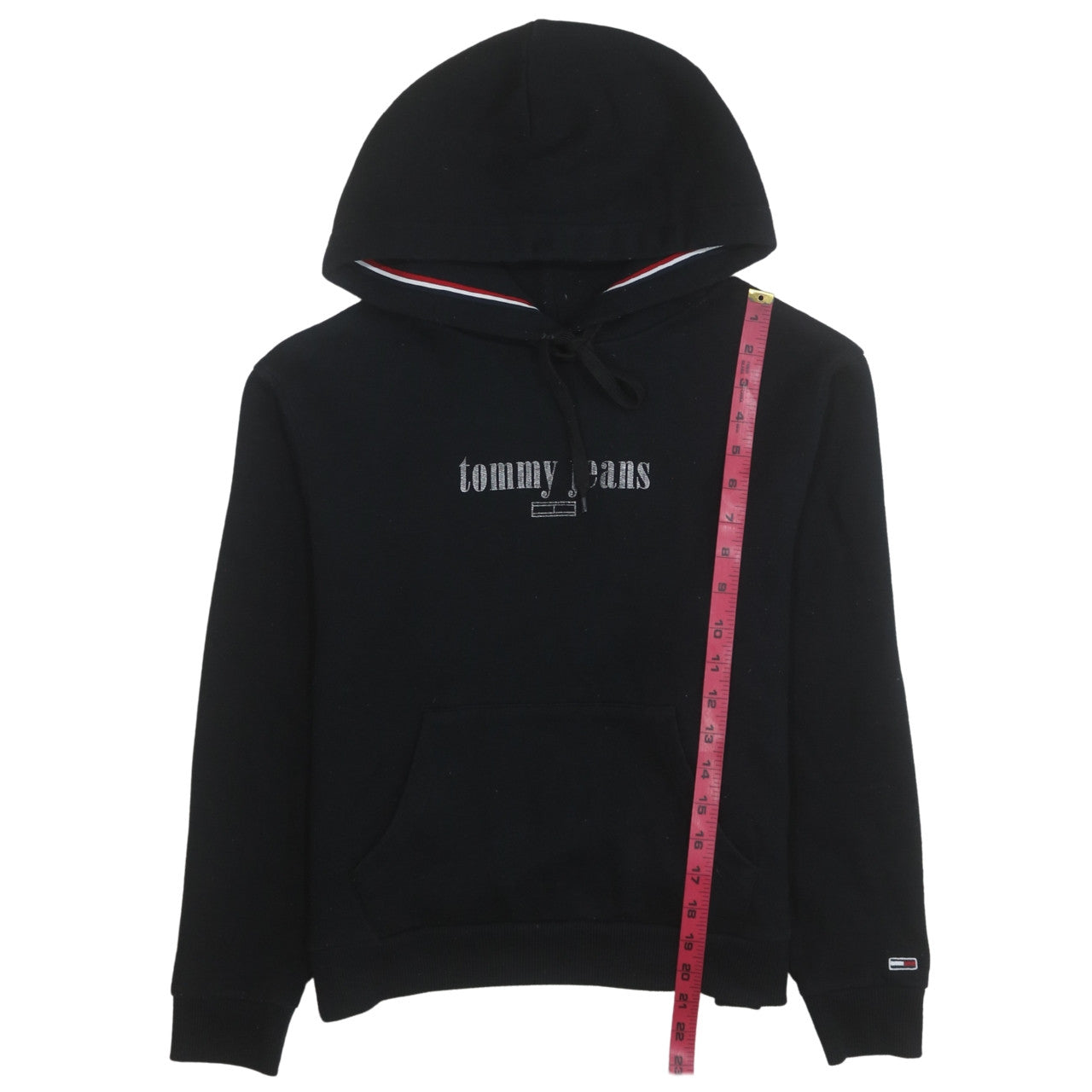 Tommy Jeans Women's Black Hoodie Medium Pullover Cotton Blend Casual Sweatshirt