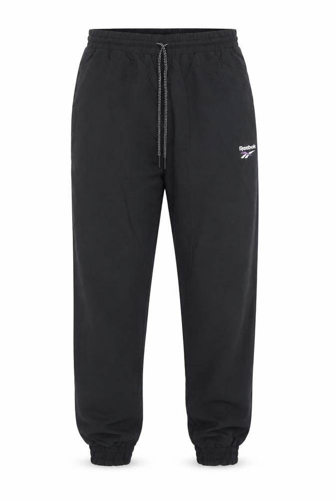 Reebok Classic Unisex Black Nylon Joggers S Elastic Waist Tapered Fit