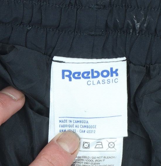 Reebok Classic Unisex Black Nylon Joggers S Elastic Waist Tapered Fit