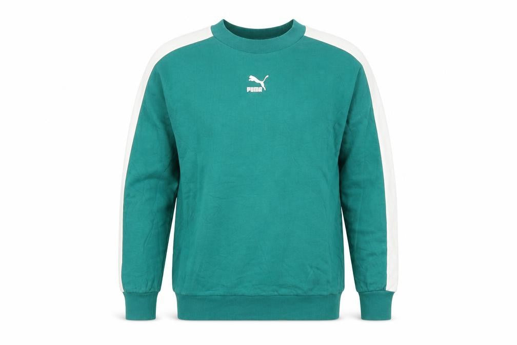 Puma Men's Green Small Pullover Crew Neck Cotton Sweatshirt