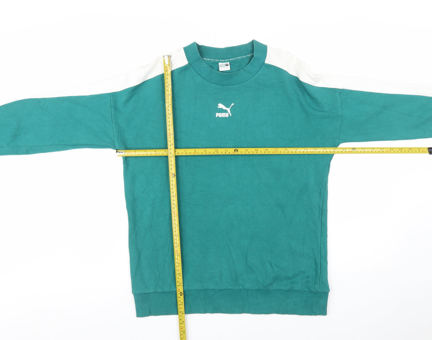 Puma Men's Green Small Pullover Crew Neck Cotton Sweatshirt