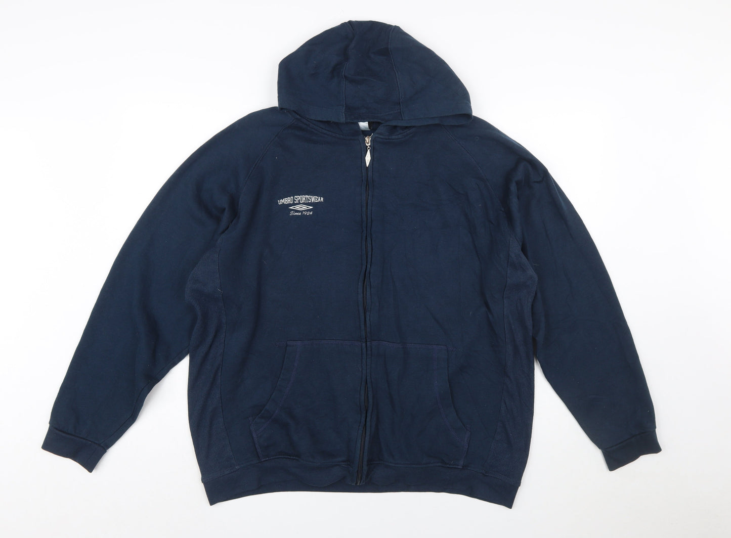 Umbro Men's Blue Full Zip Hoodie XL Sportswear Fleece