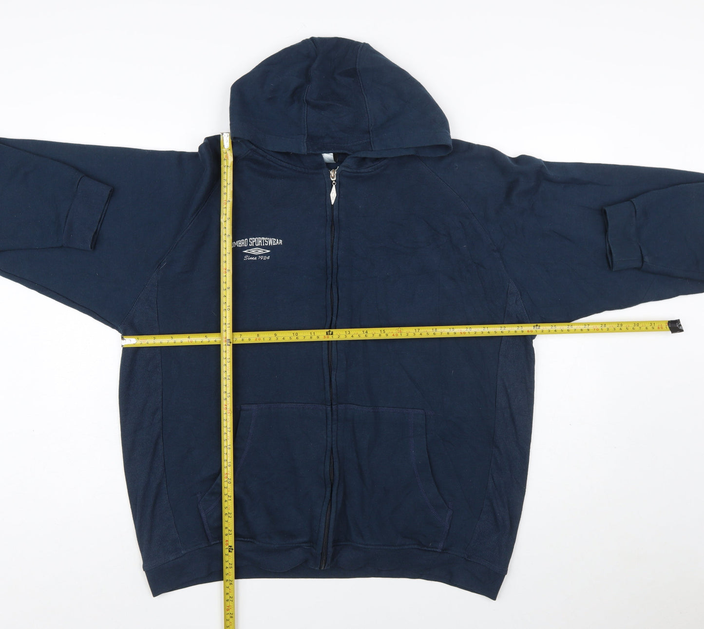 Umbro Men's Blue Full Zip Hoodie XL Sportswear Fleece