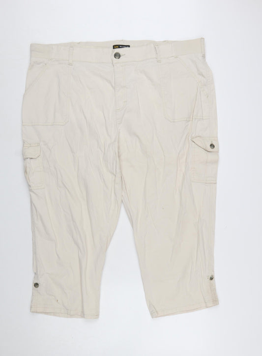 Lee Womens Beige Cargo Capri Trousers Size 24W Relaxed Fit Mid Rise