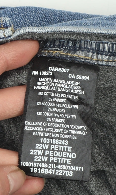 Lee Plus Women's Blue 22W Petite Slim Fit Straight Leg Mid Rise Jeans