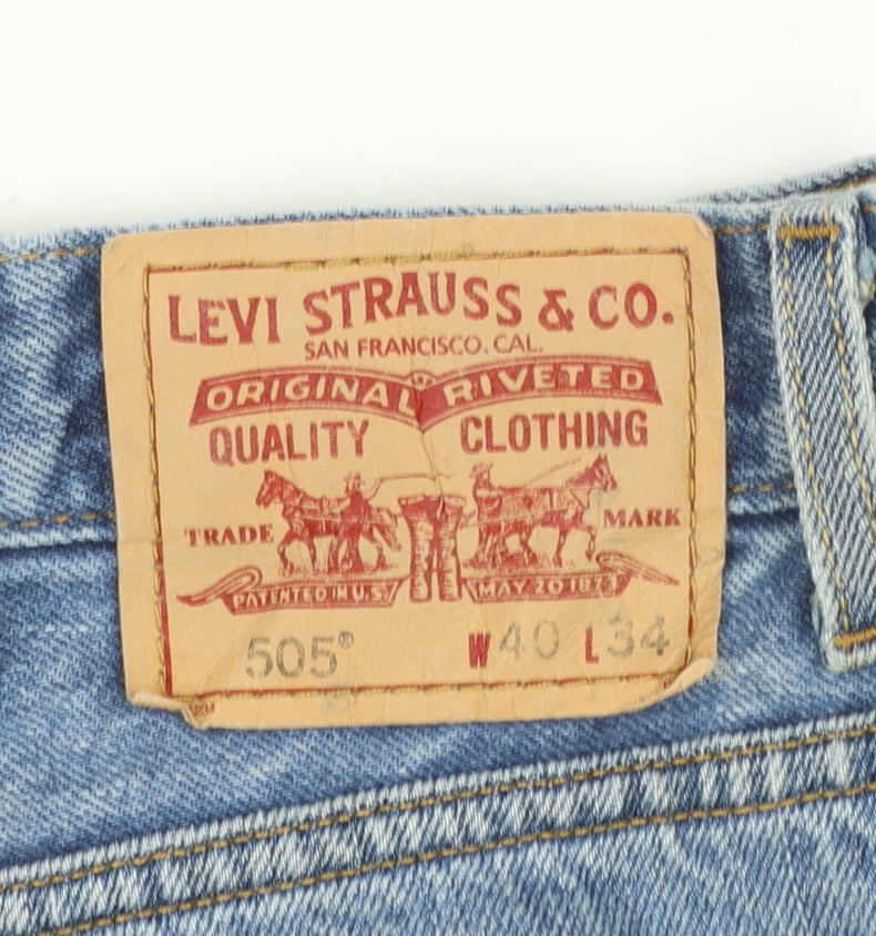 Levi's 505 Regular Fit Men's Blue Straight Jeans W40 L34 Denim Classic