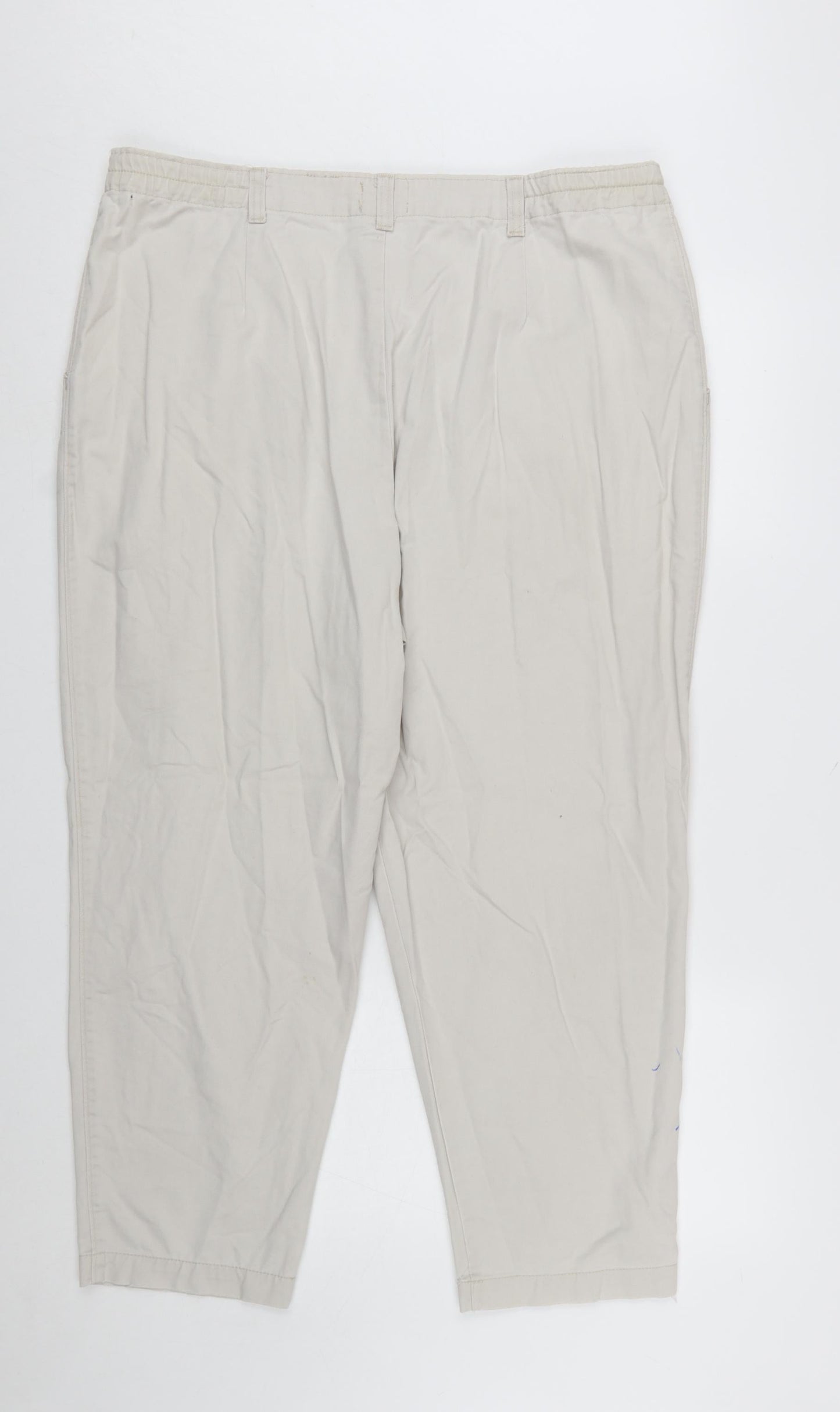 Lee Women's Beige Chino Pleated Cotton Tapered Trousers Size 18 Plus Petite