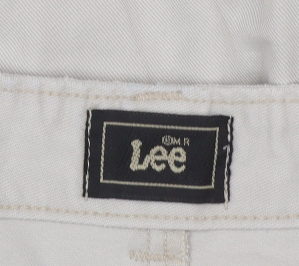 Lee Women's Beige Chino Pleated Cotton Tapered Trousers Size 18 Plus Petite