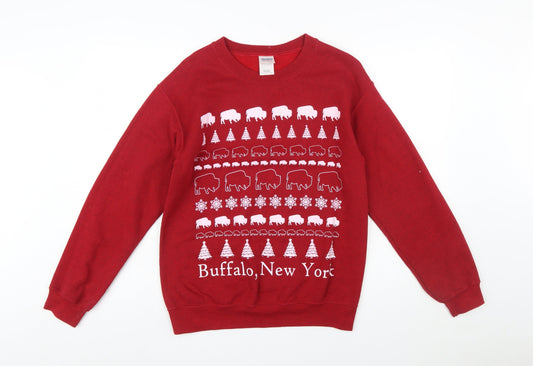 Gildan Heavy Blend Red Buffalo New York Graphic Sweatshirt Women S