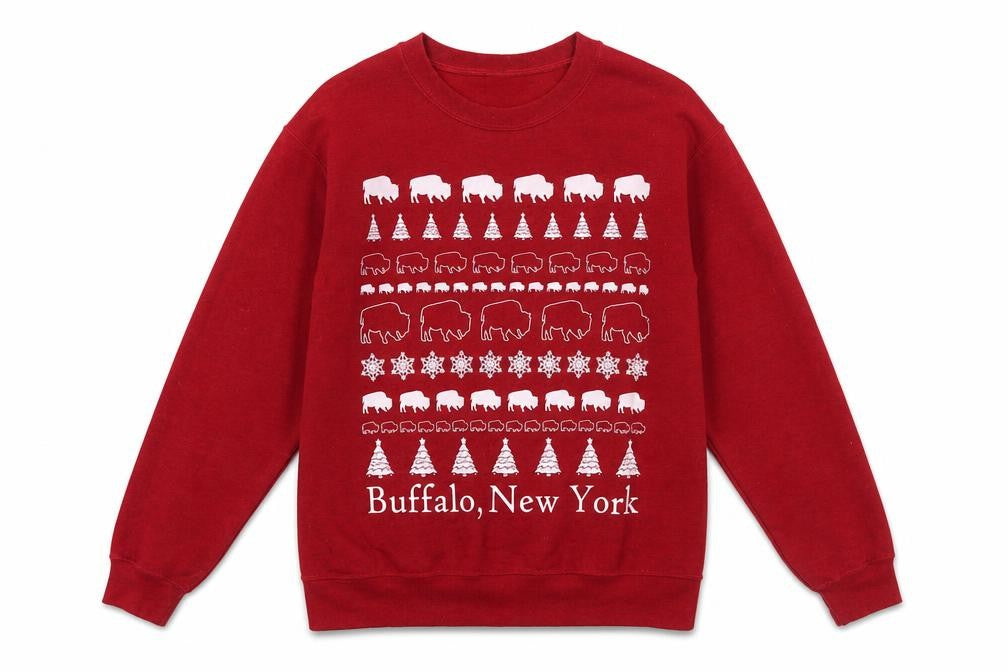 Gildan Heavy Blend Red Buffalo New York Graphic Sweatshirt Women S