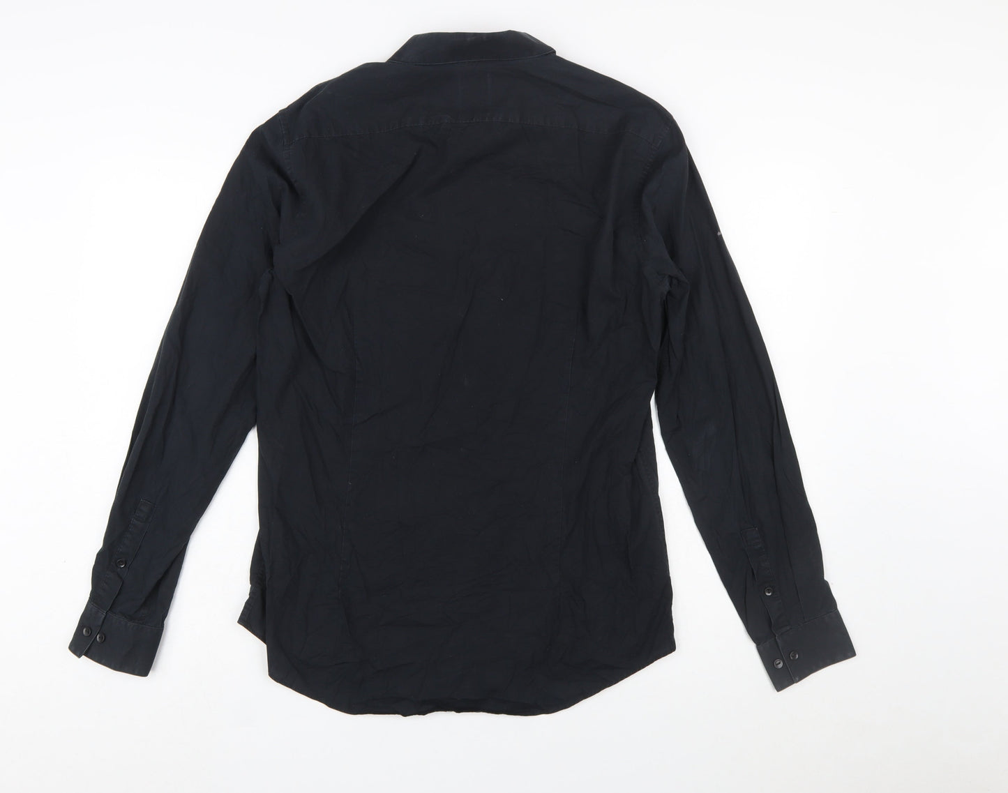 Calvin Klein Men's Black Slim Fit Long Sleeve Button-Up Shirt Size 15.75