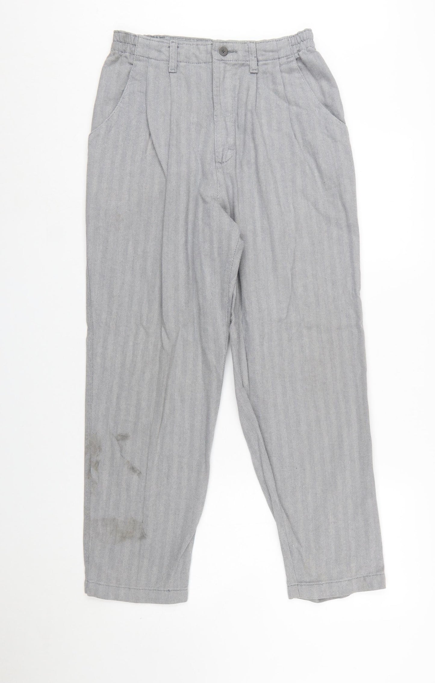 Lee Women's Grey Herringbone Cotton Chino Trousers Size 10 Petite
