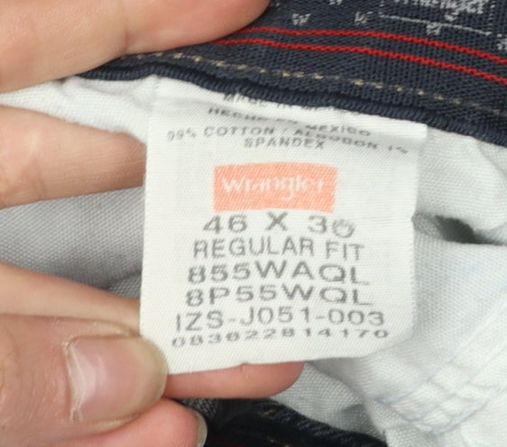 Wrangler Men Blue Denim Regular Straight Jeans 46x30 Big & Tall