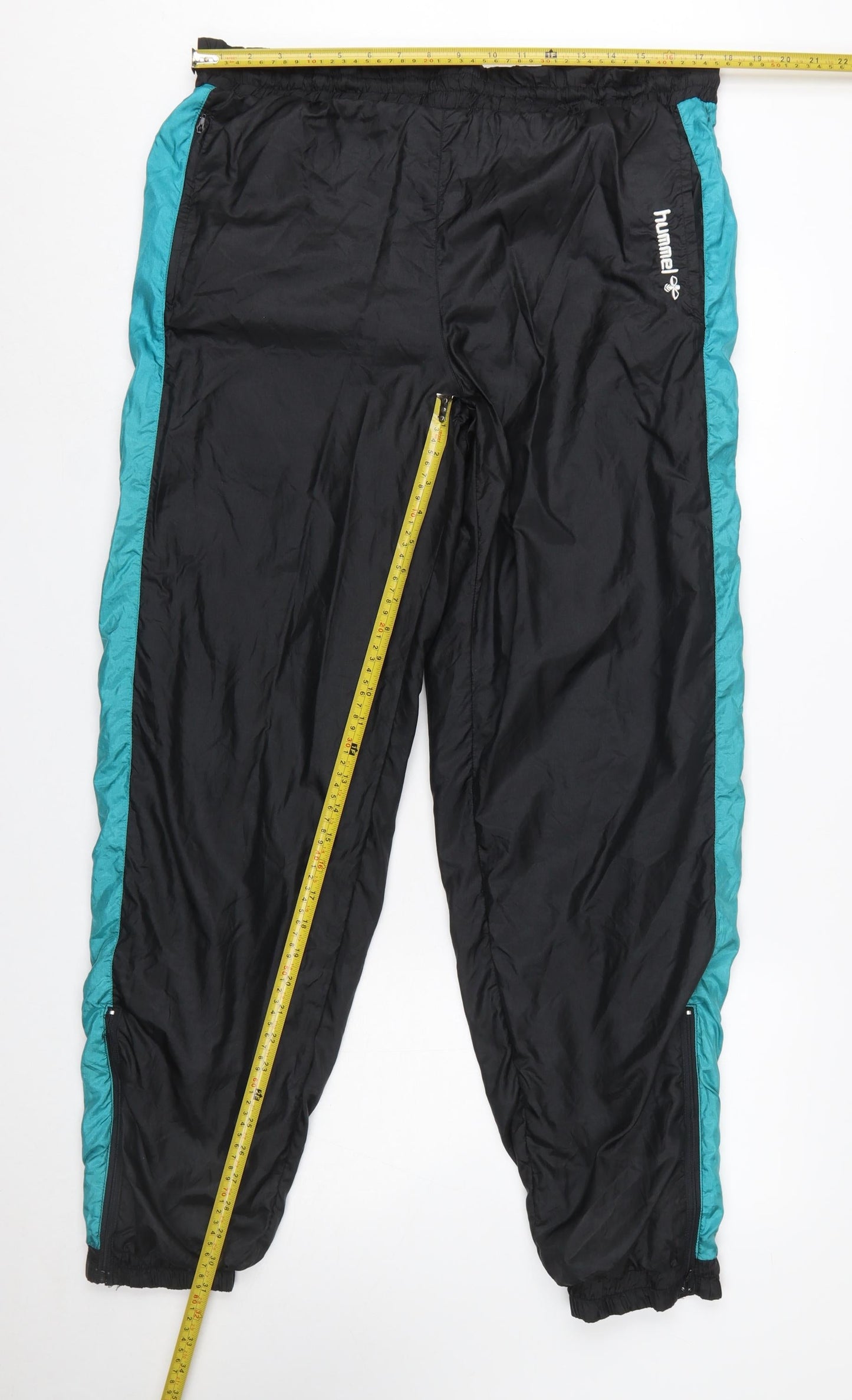 Hummel Men's Black Windbreaker Track Trousers Size L Retro 90s