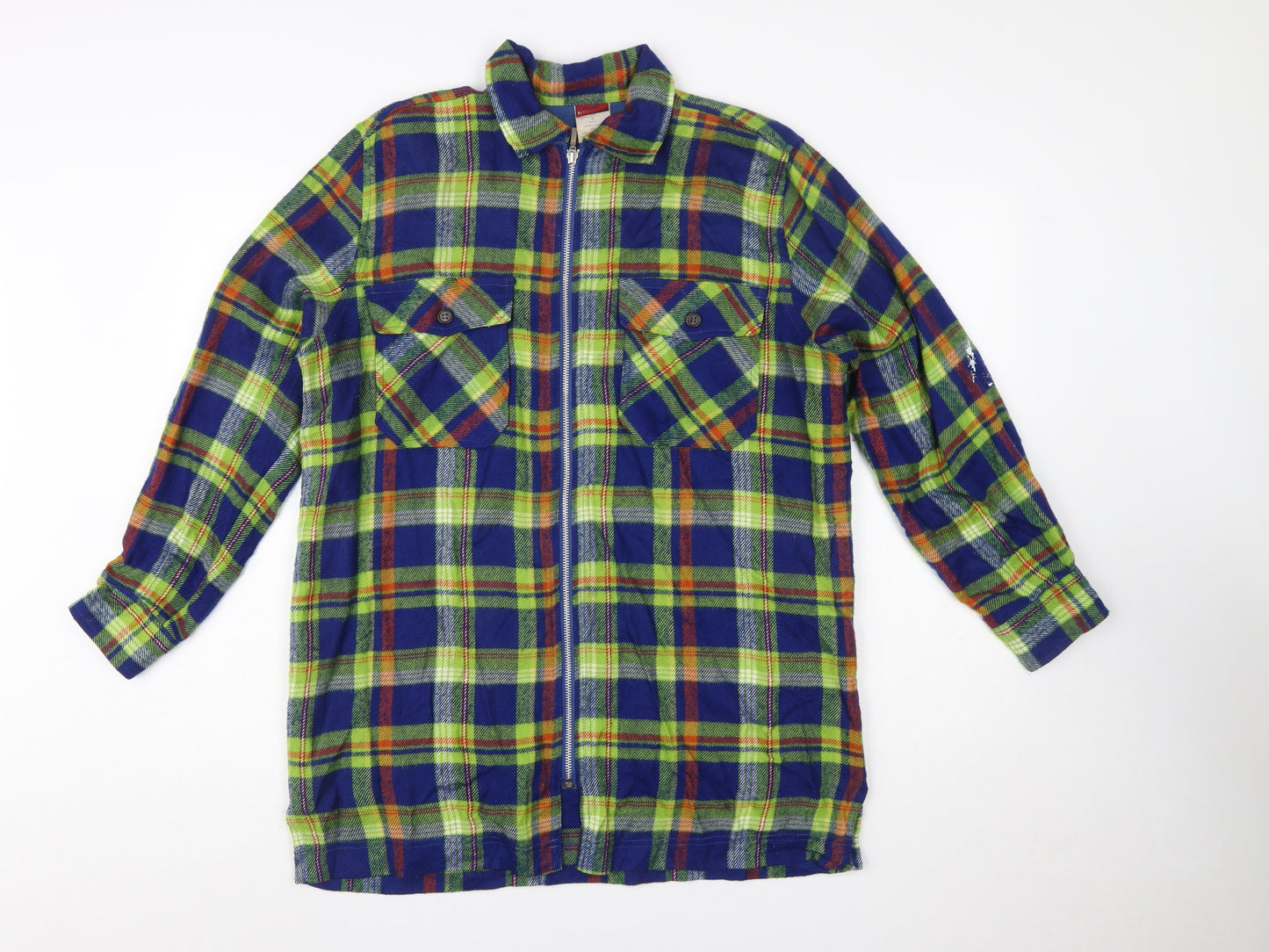 Palmetto's Men's Multicoloured Plaid Acrylic Flannel Zip Shirt S