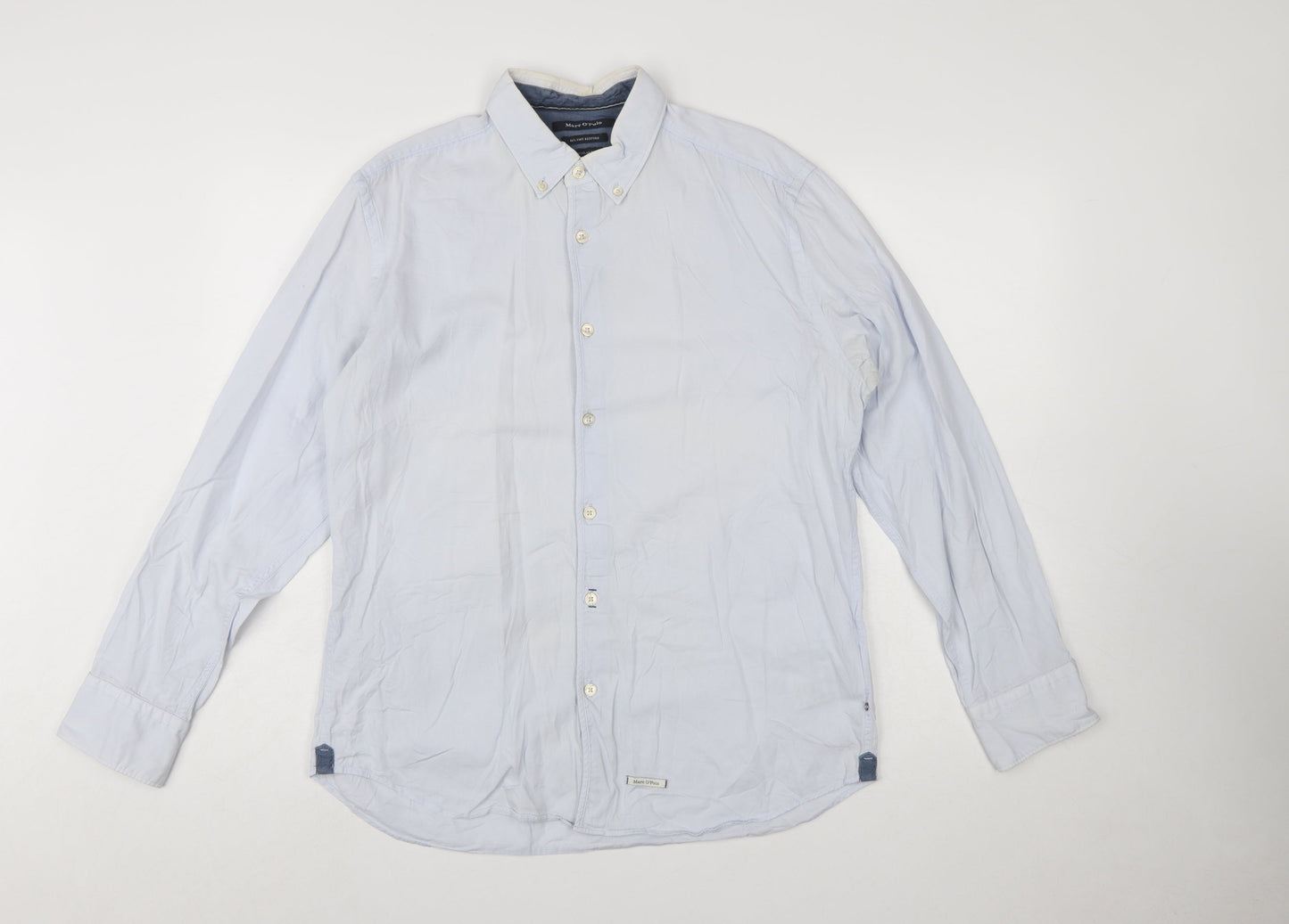 Marc O'Polo Men's Blue Regular Fit Cotton Button-Up Shirt L 41/42