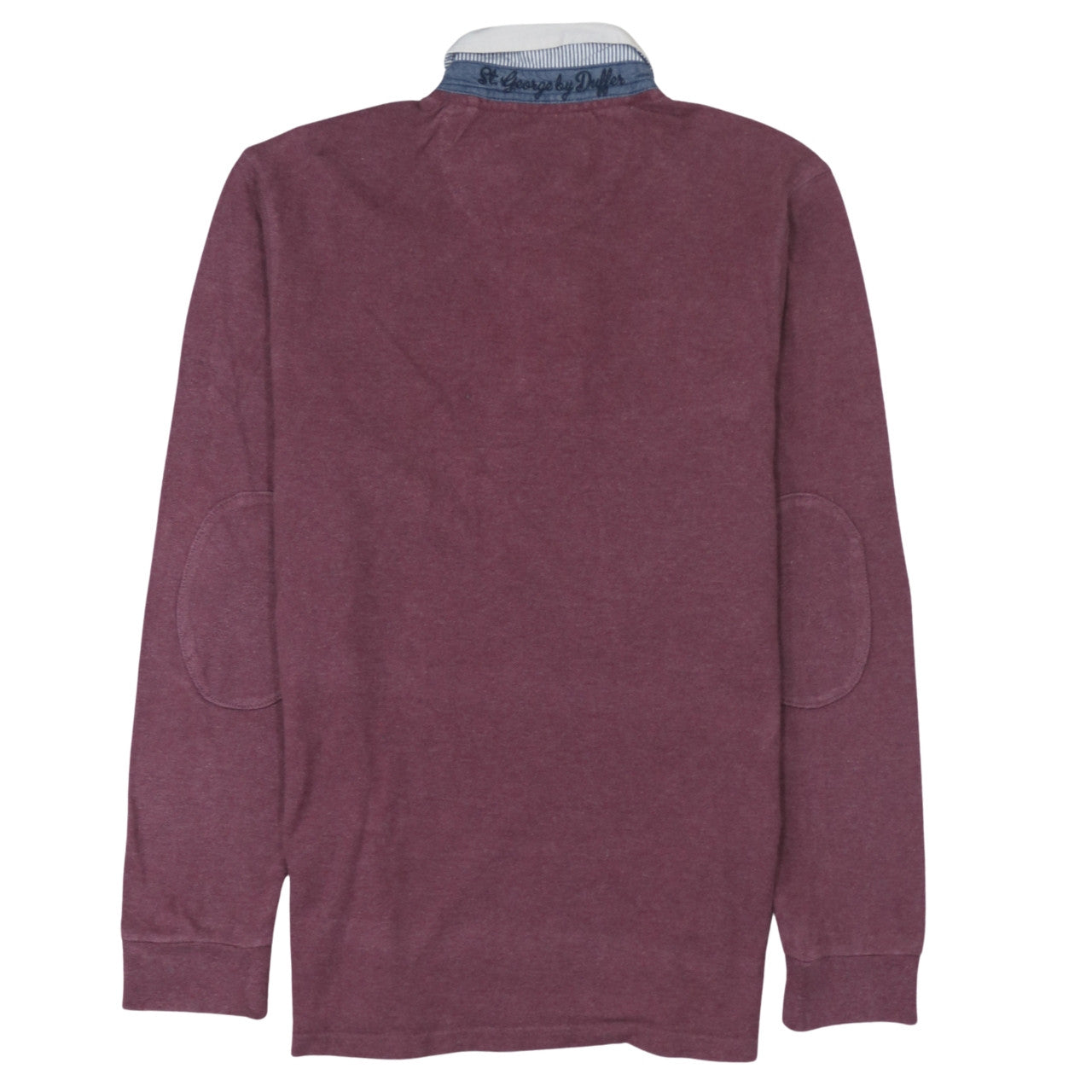 St George By Duffer Men's Red Long Sleeve Rugby Polo Medium