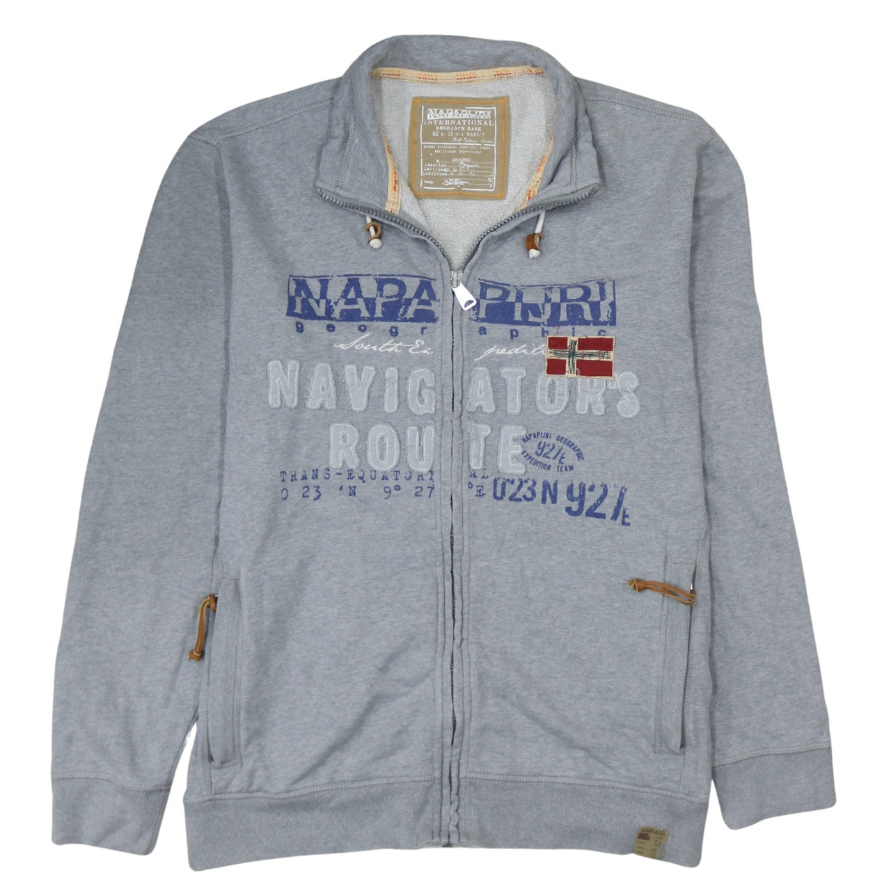 Napapijri Men's Grey Full Zip Sweatshirt XXL Graphic Outdoor Fleece
