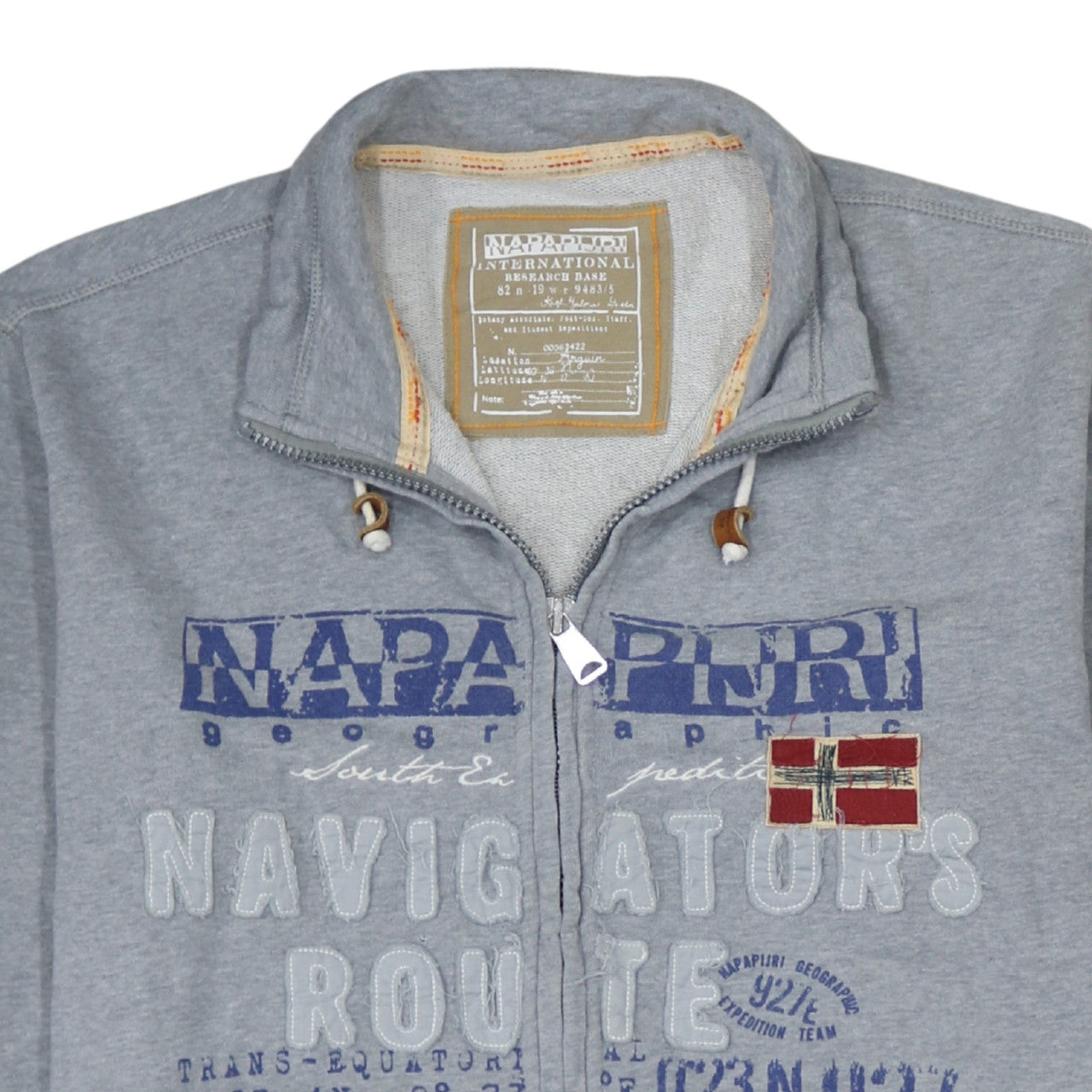 Napapijri Men's Grey Full Zip Sweatshirt XXL Graphic Outdoor Fleece