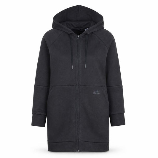 Adidas Women Black XS Full Zip Hooded Longline Sweatshirt Dress