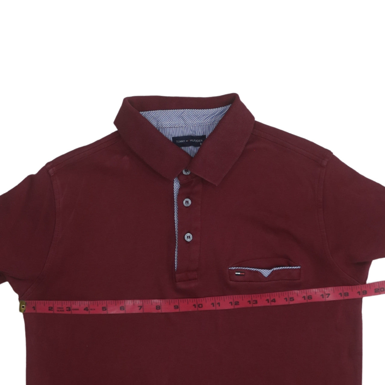 Tommy Hilfiger Men's Red Cotton Polo Shirt Size M Casual Smart