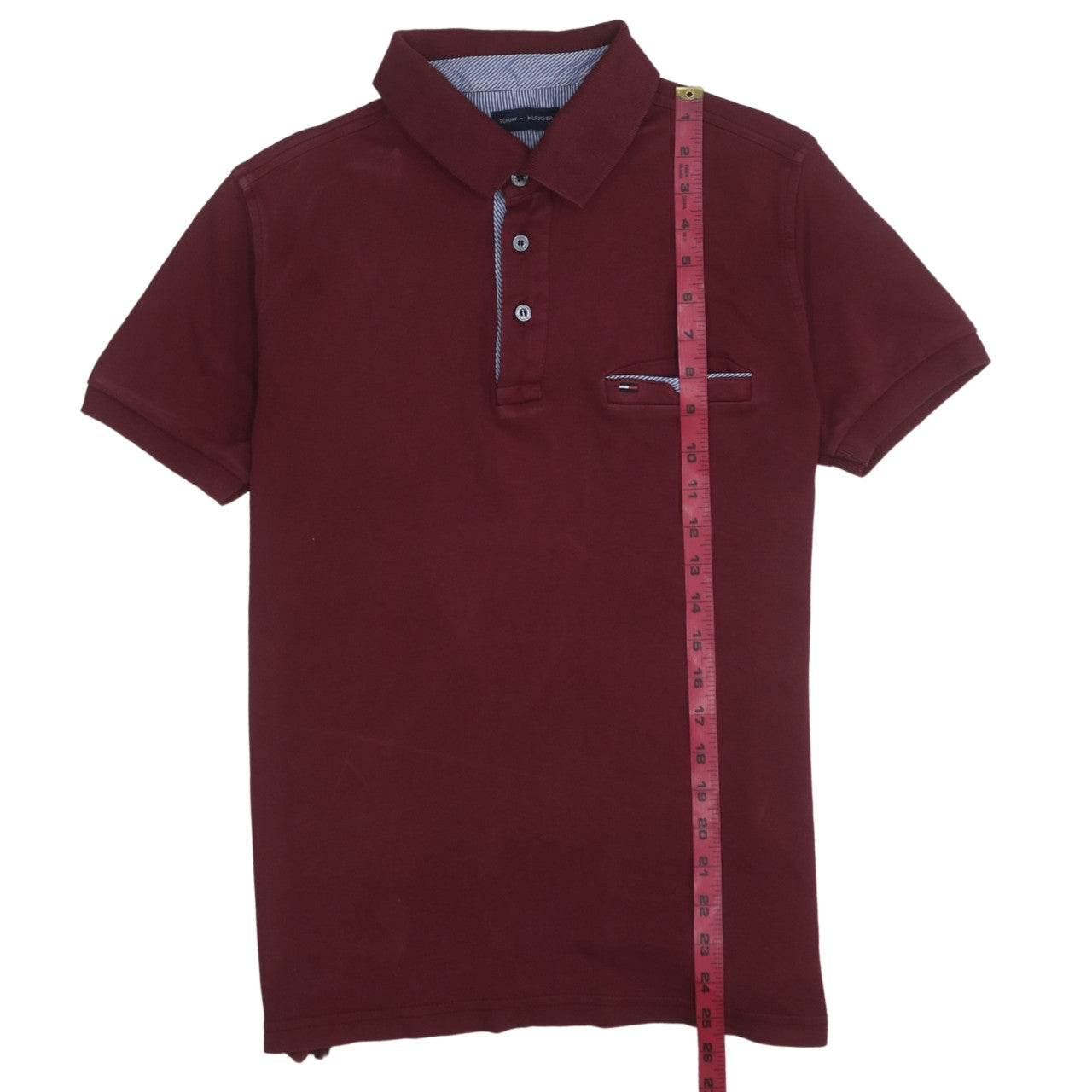 Tommy Hilfiger Men's Red Cotton Polo Shirt Size M Casual Smart