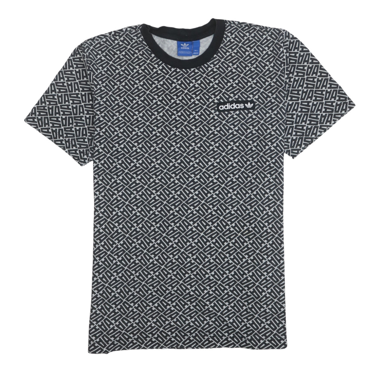adidas Men’s Black Geometric Logo Cotton T-Shirt Size L