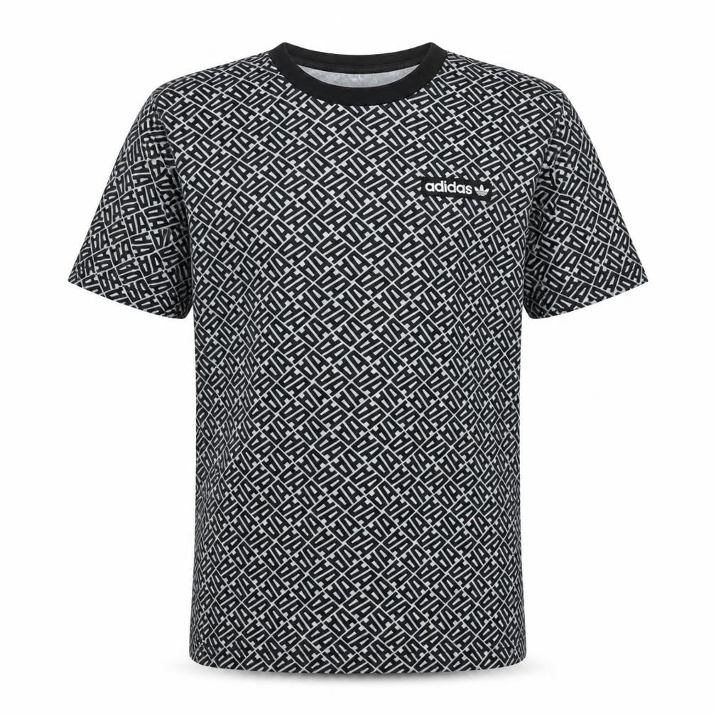 adidas Men’s Black Geometric Logo Cotton T-Shirt Size L
